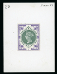 Stamp of Great Britain » 1855-1900 Surface Printed » 1887-1900 Jubilee Issue & 1891 £1 Green A stunning set of nine composite 1/- trials mounted