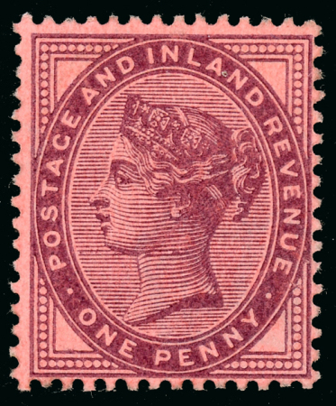 Stamp of Great Britain » 1855-1900 Surface Printed » 1880-81 Provisional Issue and 1881 1d Lilac 1881 1d perforated colour trial in purple on pink
