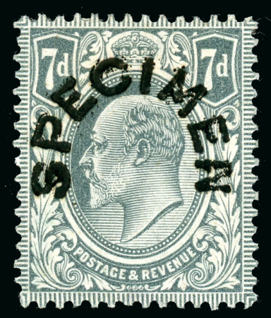 Stamp of Great Britain » King Edward VII » 1902-10 De La Rue Issues 1910 7d. grey-black, overprinted "SPECIMEN" (horse