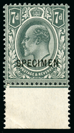 Stamp of Great Britain » King Edward VII » 1911-13 Somerset House Issues 1920 7d. slate-grey from the foot of the sheet, overprinted "SPECIMEN" (type 22)