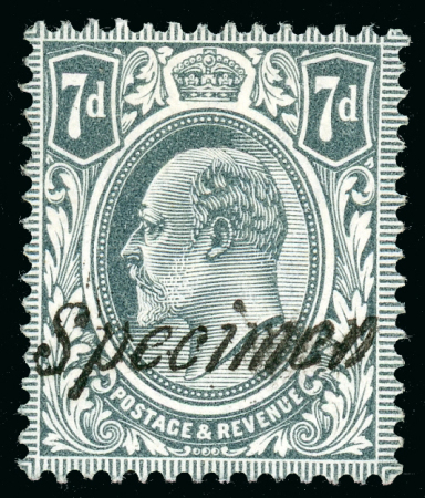 Stamp of Great Britain » King Edward VII » 1911-13 Somerset House Issues 1912 7d. pale-grey, overprinted "SPECIMEN" (italic type)