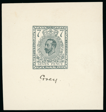 Stamp of Great Britain » King George V » 1911-12 Downey Head Issues 1911 7d. Henschel second proof colour trial essay endorsed