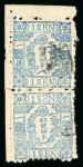 Stamp of Japan » 1872, Cherry Blossoms Native Paper 1872, 1 sen blue, position 1, Matsuda plates 1-4 and govt. plates 1-26. 32 examples.