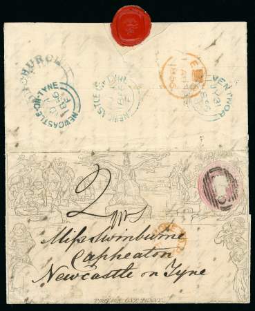 Stamp of Great Britain » 1840 Mulreadys & Caricatures 1856 (31 Jul.) 1d. Mulready letter sheet (A229) to