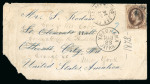 Stamp of Japan » Foreign Post Offices » U.S. Post Office Yokohama. 1873, double-envelope system inner envelope: 10c Brown on inner envelope with Japanese postmark