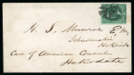 Stamp of Japan » Foreign Post Offices » U.S. Post Office Hakodate incoming from Yokohama, 1874 (ca.), 3c Green