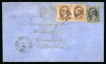 Stamp of Japan » Foreign Post Offices » U.S. Post Office Yokohama. 1870, 30c black and 10c brown on quintuple rate cover to U.S.