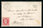 Stamp of Japan » Foreign Post Offices » French Post Office 1871, "Empire Laurée" 80c carmine on cover with "Yokohama 22 Janv. 71 Paq. Fr. S. N°2"