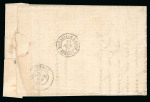 Stamp of Japan » Foreign Post Offices » French Post Office 1871, "Bordeaux" 80c carmine on rose, and  "Napoleon Laurée" 10c pair on cover, with blue Yokohama cds