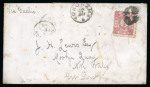 Stamp of Japan » 1875, Cherry Blossoms Changed colours/sizes, with syllabics 1875, 20 sen carmine, syllabic 8 (chi), used on envelope to Great Britain