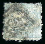 Stamp of Japan » 1872, Dragons sen unit, perforated 1872, 1 sen blue plate I, brittle laid paper, two used copies position