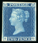 Stamp of Great Britain » 1841 2d Blue 1841 2d deep full blue pl.3 SG mint o.g., close to good margins, showing shifted transfer variety