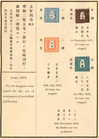 Stamp of Japan 1896, "Dai NipponTeikoku Yubinkitte Enkakushi" Historical Record of Imperial Japanese Postage Stamps