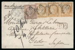 Stamp of Japan » Foreign Post Offices » French Post Office » Incoming Mail 1870-74, Incoming Mail. Group of five covers from France to Yokohama and Yedo