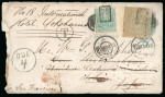 Stamp of Japan » 1876-1899 "Koban" Issues 1876, Old Koban 2 sen olive, over 4 sen green, on insufficiently franked US stationery to Tokyo forwarded to Yokohama