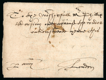 Stamp of Ireland » Pre-Stamp Postal History » Early Period - 1657-1784 1591 (August 20th) Folded entire sent from the agent Guglielmo Petala at Waterford to Mr. Filippo Corsini