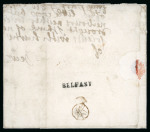 Stamp of Ireland » Pre-Stamp Postal History » Early Period - 1657-1784 11707 (Feb 24) Folded letter sent from Belfast via Dublin to London, showing superb small type BELFAST straight line