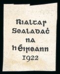 Stamp of Ireland » 1922 Overprint Proofs (PR1-PR29) Proof overprint in black for the 5-line format of the