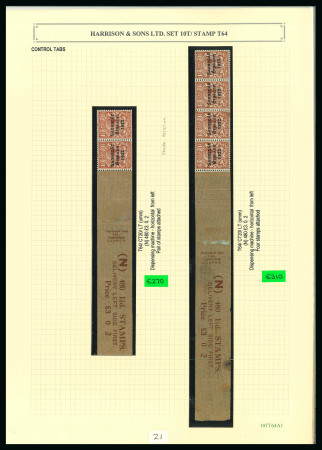 Stamp of Ireland » 1923 Harrison Coils Overprints (T62-65) 1 1/2d Red-brown, a specialised group of the coils