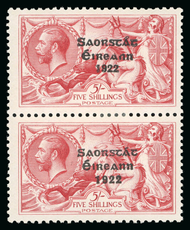 Stamp of Ireland » 1927 Composite Dates Overprints (T69-T71) 5s rose-red, mint right sheet marginal horizontal pair