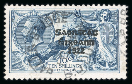 Stamp of Ireland » 1927 Composite Dates Overprints (T69-T71) 10s dull grey blue, from the broken "S" plate, used