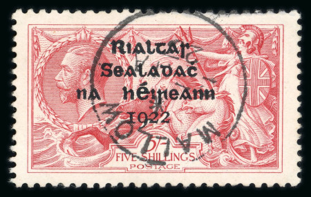 Stamp of Ireland » 1922 (Jul-Nov) Thom Overprints (T25-T41) 5s pale rose red, used single, showing superb central