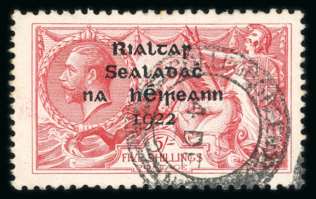 Stamp of Ireland » 1922 (Jul-Nov) Thom Overprints (T25-T41) 5s pale rose red, used single, showing superb central