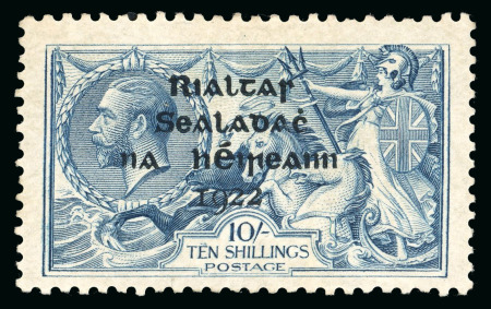 Stamp of Ireland » 1922 (Jul-Nov) Thom Overprints (T25-T41) 10s dull grey-blue, with broken "S" in Postage, mint single, showing strokes over TEN from R4/3