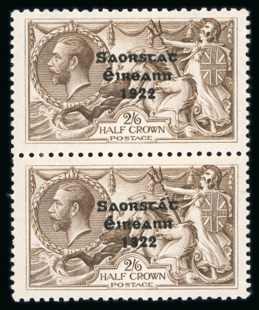 Stamp of Ireland » 1927-28 Wide Date Overprints (T72-T74) 2s6d chocolate, with perfect "R" in crown, mint vertical