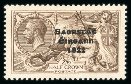Stamp of Ireland » 1927-28 Wide Date Overprints (T72-T74) 2s6d chocolate, with perfect "R" in crown, mint single,