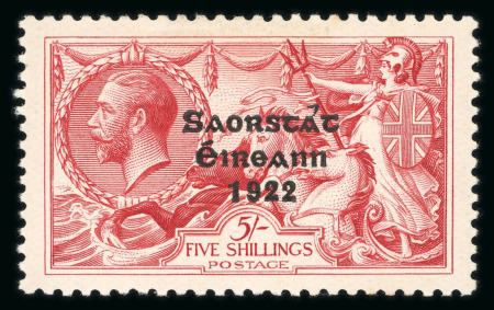 Stamp of Ireland » 1927-28 Wide Date Overprints (T72-T74) 5s rose-red, mint single, position R9/2 with circumflex