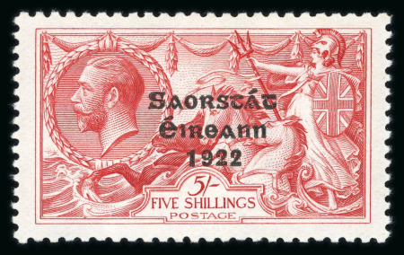 Stamp of Ireland » 1927-28 Wide Date Overprints (T72-T74) 5s rose-red, mint nh single, position R3/3 with inner