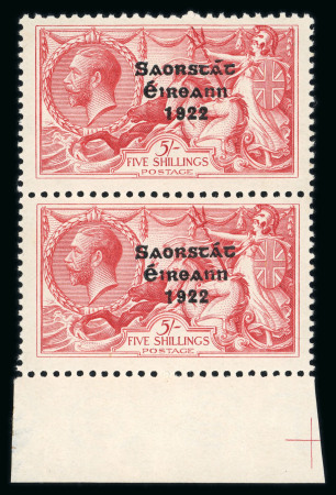 Stamp of Ireland » 1927-28 Wide Date Overprints (T72-T74) 5s rose-red, mint nh upper left corner sheet marginal