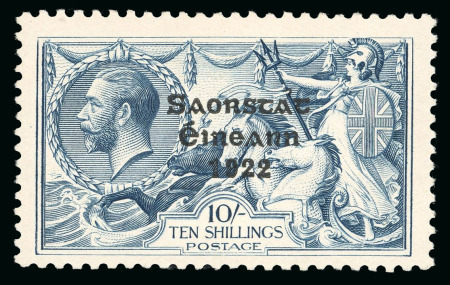 Stamp of Ireland » 1927-28 Wide Date Overprints (T72-T74) 10s dull gray-blue, with broken "S" in Postage, mint