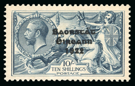 Stamp of Ireland » 1927-28 Wide Date Overprints (T72-T74) 10s dull grey-blue, with broken "S" in Postage, mint single, position R9/2 with flat accent variety
