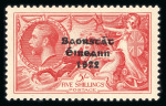 Stamp of Ireland » 1935 Re-Engraved Overprints (T75-T77) 5s red, mint single, position R9/2 with flat accent