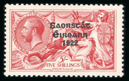 Stamp of Ireland » 1925 Narrow Date Overprints (T66-T68) 5s rose red, mint single, position R3/3 with inner