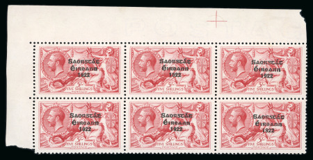 Stamp of Ireland » 1925 Narrow Date Overprints (T66-T68) 5s rose red, mint nh right sheet marginal block of