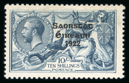 Stamp of Ireland » 1925 Narrow Date Overprints (T66-T68) 10s grey-blue, with perfect "S" in Postage from plate 2A, mint single, position R6/1 showing Runnels Re-entry plate flaw