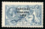 Stamp of Ireland » 1922-23 Thom Three-Line Overprints (T47-T61) 10s dull grey-blue, mint single from plate 5A, position R2/1 with major retouch plate flaw