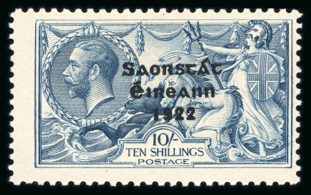 Stamp of Ireland » 1922-23 Thom Three-Line Overprints (T47-T61) 10s dull gray blue, mint single with broken "S" in