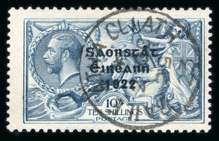 Stamp of Ireland » 1922-23 Thom Three-Line Overprints (T47-T61) 10s dull gray blue, used single superbly cancelled