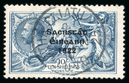 Stamp of Ireland » 1922-23 Thom Three-Line Overprints (T47-T61) 10s dull gray blue, used single superbly cancelled