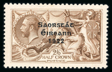 Stamp of Ireland » 1922-23 Thom Three-Line Overprints (T47-T61) 2s6d chocolate-brown, perfect R in Crown, mint single,