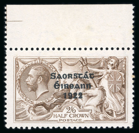 Stamp of Ireland » 1922-23 Thom Three-Line Overprints (T47-T61) 2s6d chocolate-brown, perfect R in Crown, mint nh top