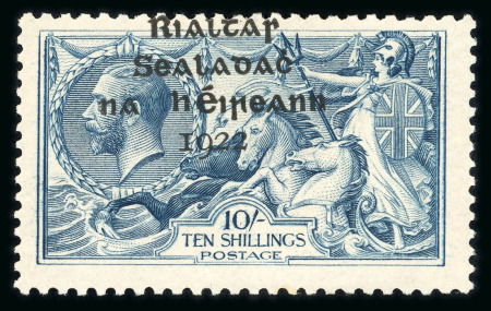 Stamp of Ireland » 1922 (Feb) Dollard Overprints (T1-T14) 10s dull grey-blue, broken "S" in POSTAGE, mint single, with overprint at top error