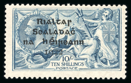 Stamp of Ireland » 1922 (Feb) Dollard Overprints (T1-T14) 10s dull grey-blue, broken "S" in POSTAGE, mint single, with overprint at left error