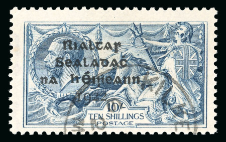 Stamp of Ireland » 1922 (Feb) Dollard Overprints (T1-T14) 10s dull grey-blue, broken "S" in POSTAGE, used single, with overprint at left and short third line error