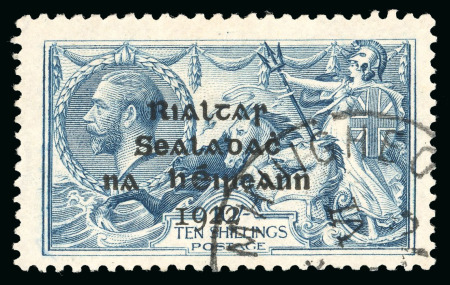 Stamp of Ireland » 1922 (Feb) Dollard Overprints (T1-T14) 10s dull grey-blue, broken "S" in POSTAGE, used single, with short third line error