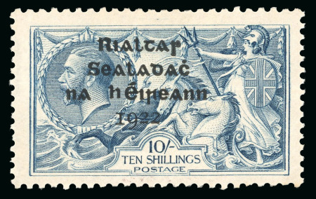 Stamp of Ireland » 1922 (Feb) Dollard Overprints (T1-T14) 10s dull grey-blue, broken "S" in POSTAGE, mint single, with short third line error